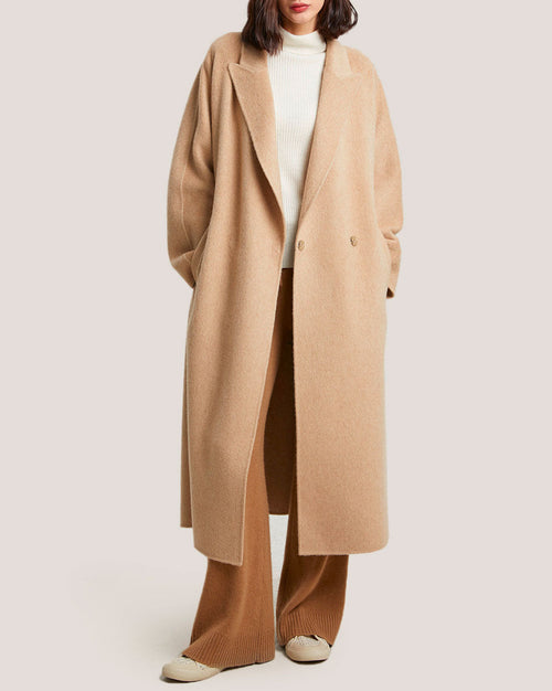 Belted Hidden Button Pure Camel Coat image 0