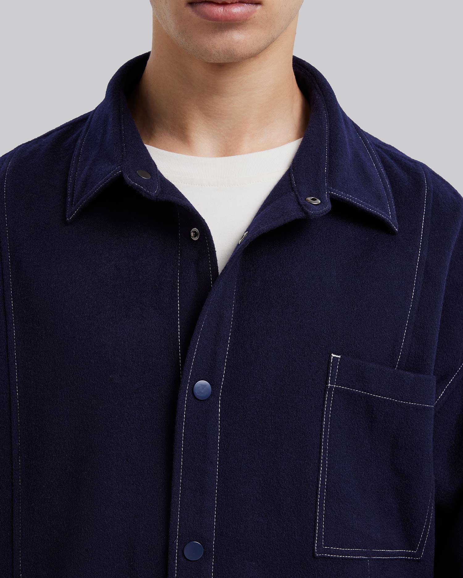Blue Contrast Line Overshirt image 4