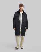 Drawstring Multi-Pocket Long Coat - Charcoal, S image
