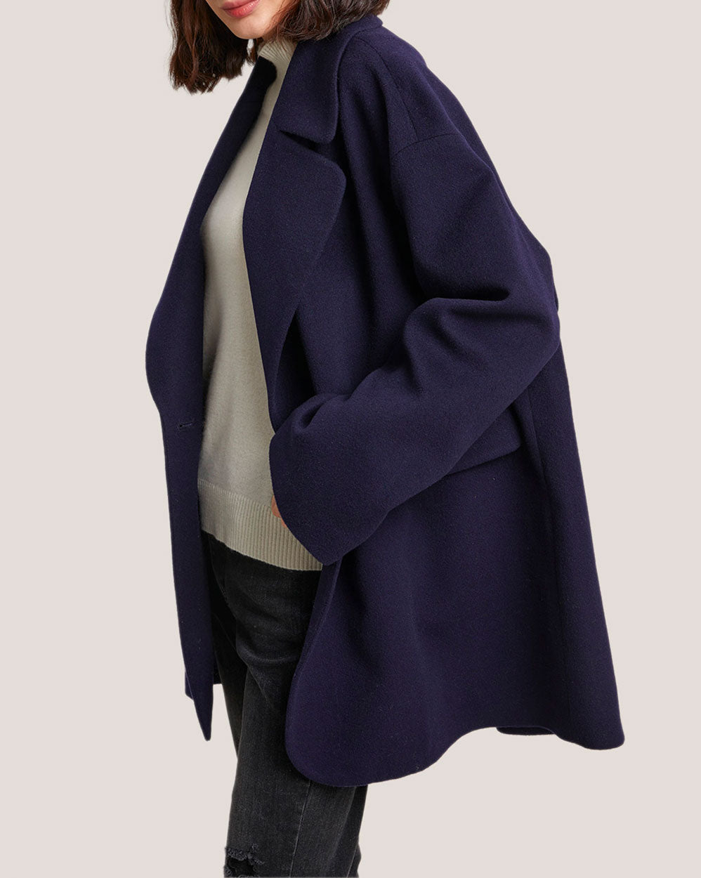 Notch Lapel Double Breasted Wool Coat image 2