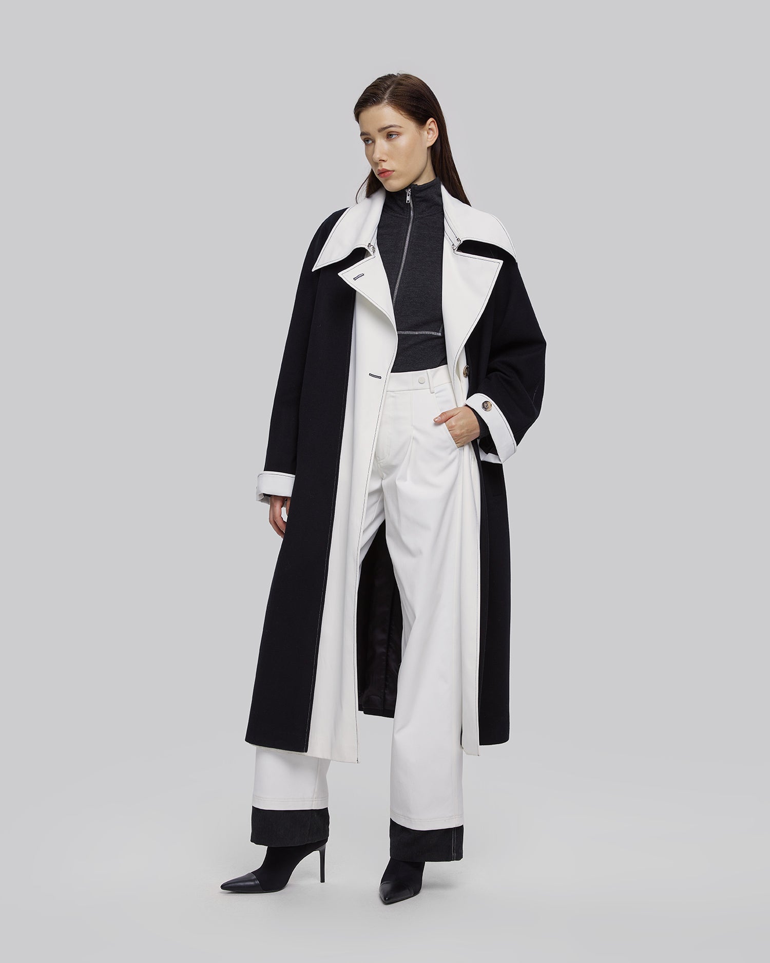 Black &amp; White Long Coat image 3