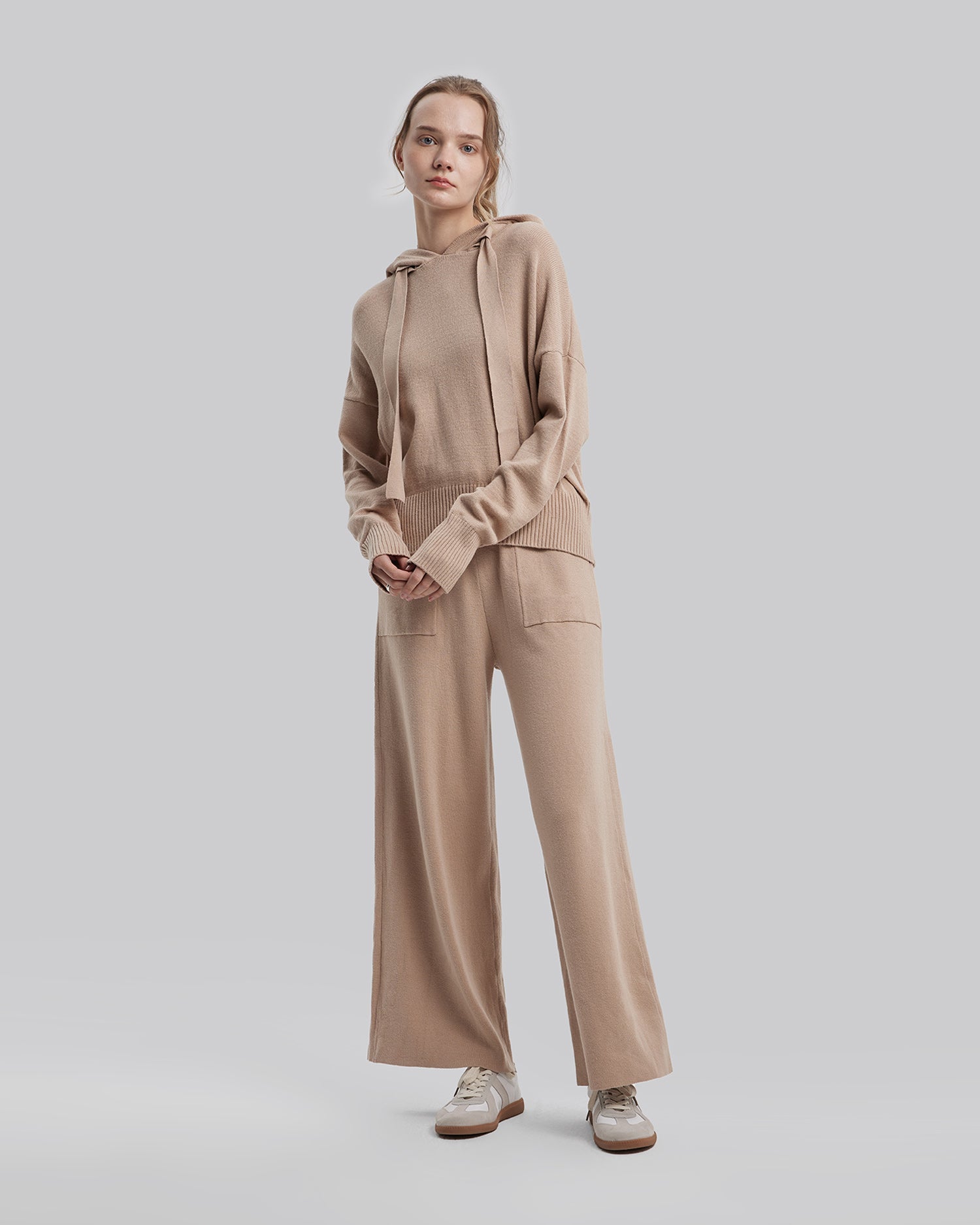 Plain Drawstring Hoodie - Camel, S image