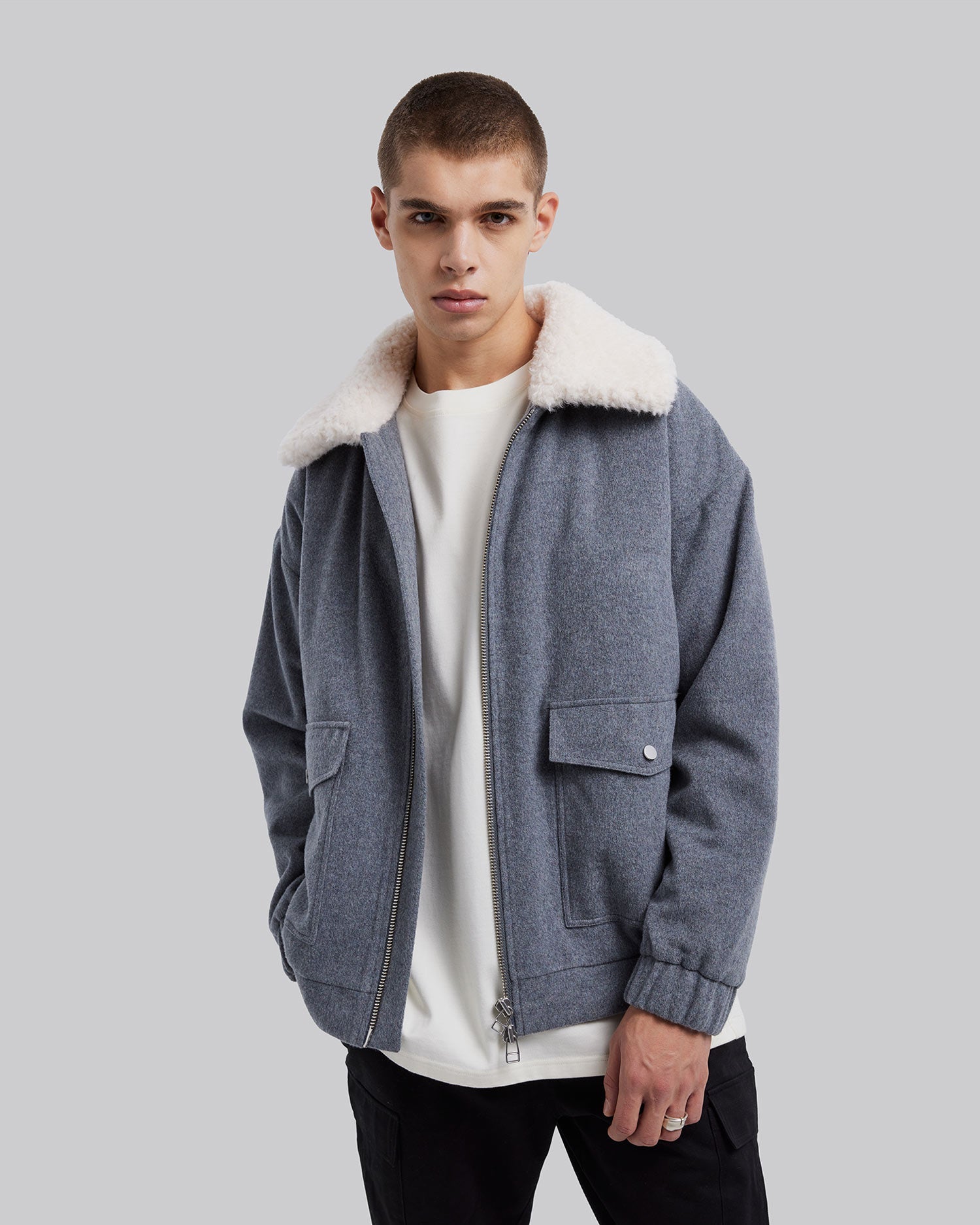 Grey Pocket Wool Jacket image 1