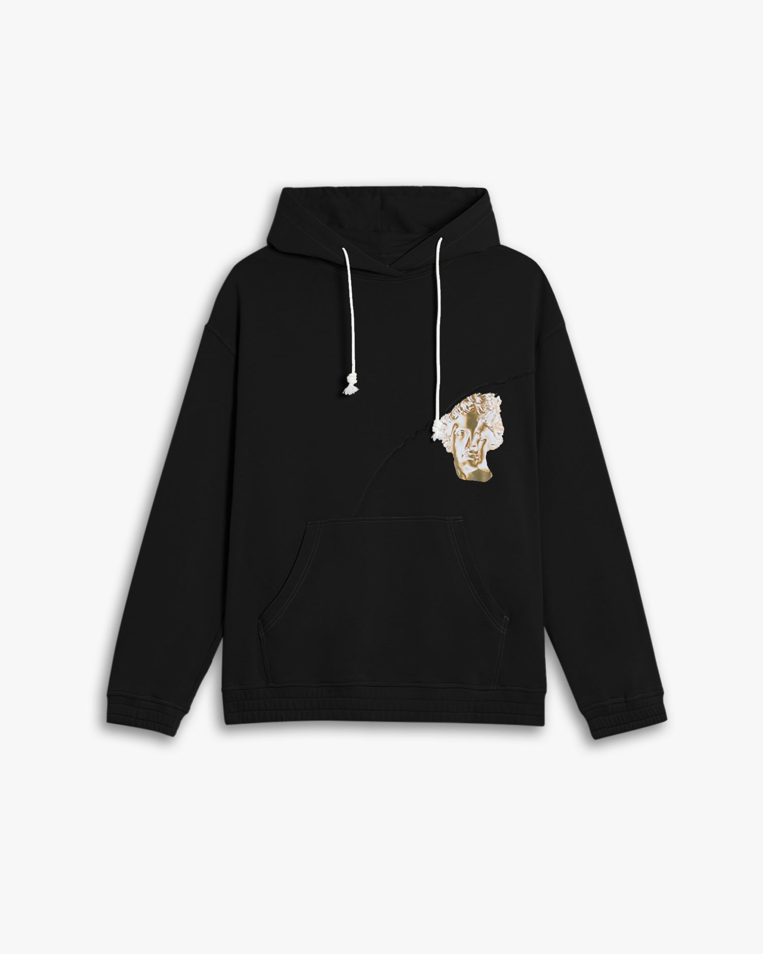 Raw-Edge Patchworks Hoodie - Black, S image