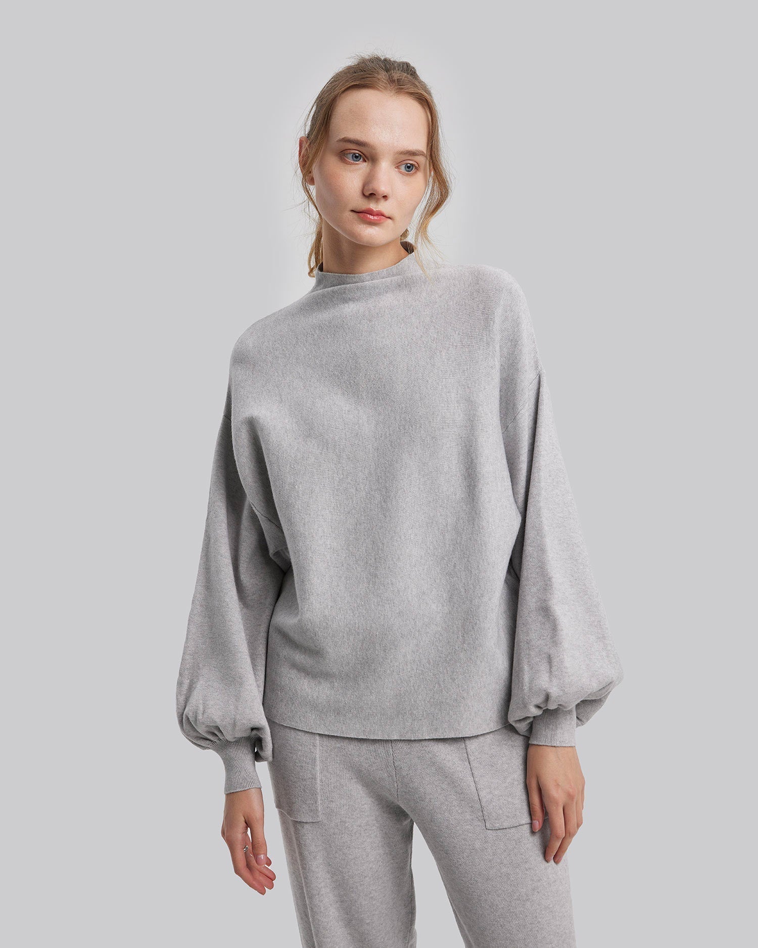 High Neck Balloon Sleeve Sweater image 1