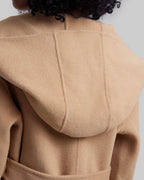 Hooded Wool Coat with Large V-Lapels image 5