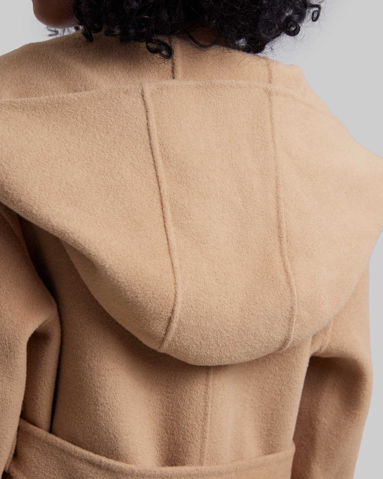 Hooded Wool Coat with Large V-Lapels image 5