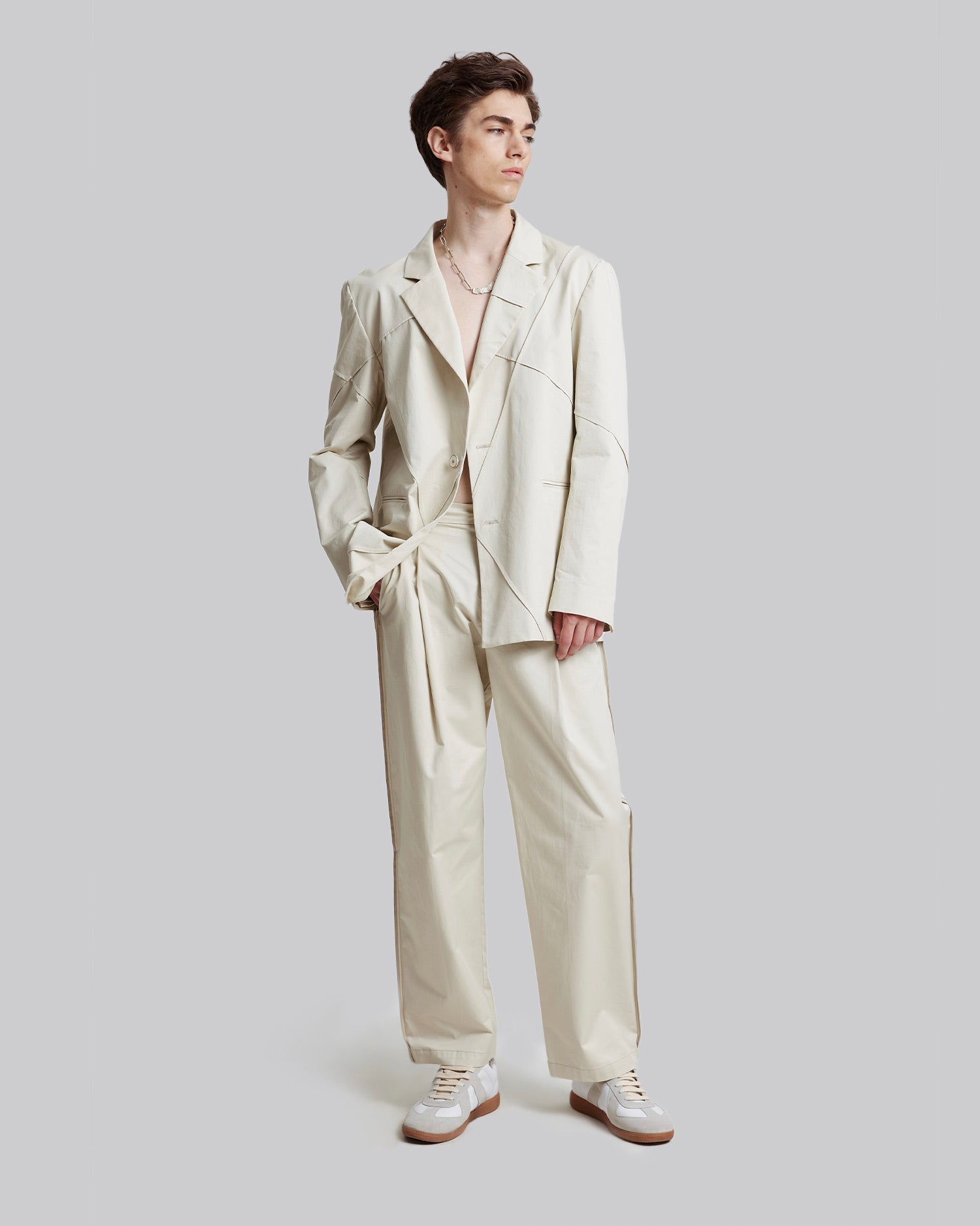 Cotton Criss-Cross Blazer - White, M image