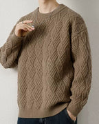 Crewneck Cable-Knit Jumper - Brown, XL image
