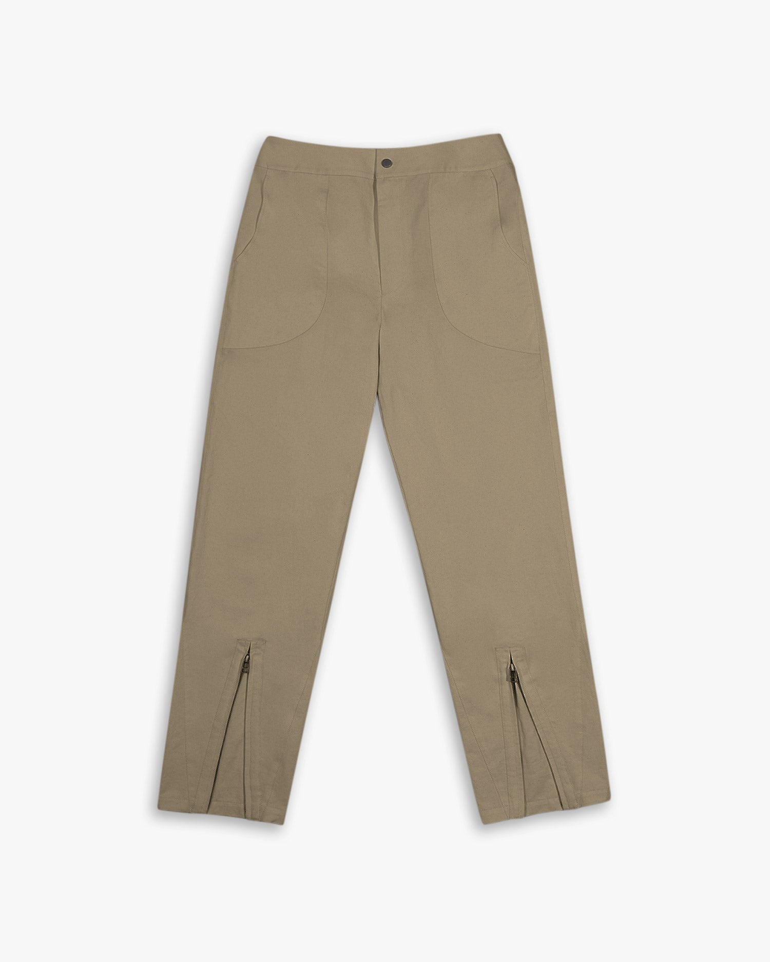 Tapered Pants With Shin Zippers - Dark Khaki, L image