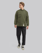 Off Center Pleat Sweatshirt - Olive Green, L image