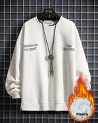 Fake Two-Piece Crew Sweatshirt - White, M image