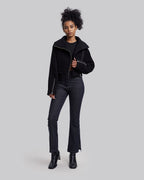 Cropped Woolen Biker Jacket - Black, S image