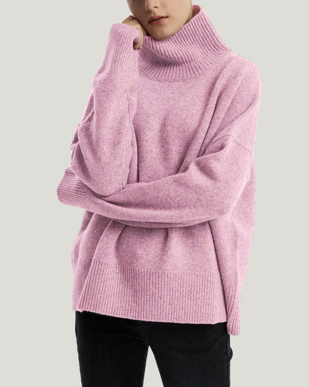 Turtleneck Wool-Yak Blend Sweater - Pink, XS image