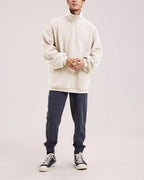Plain Half-Zip Fleece Sweatshirt - Ivory, M image