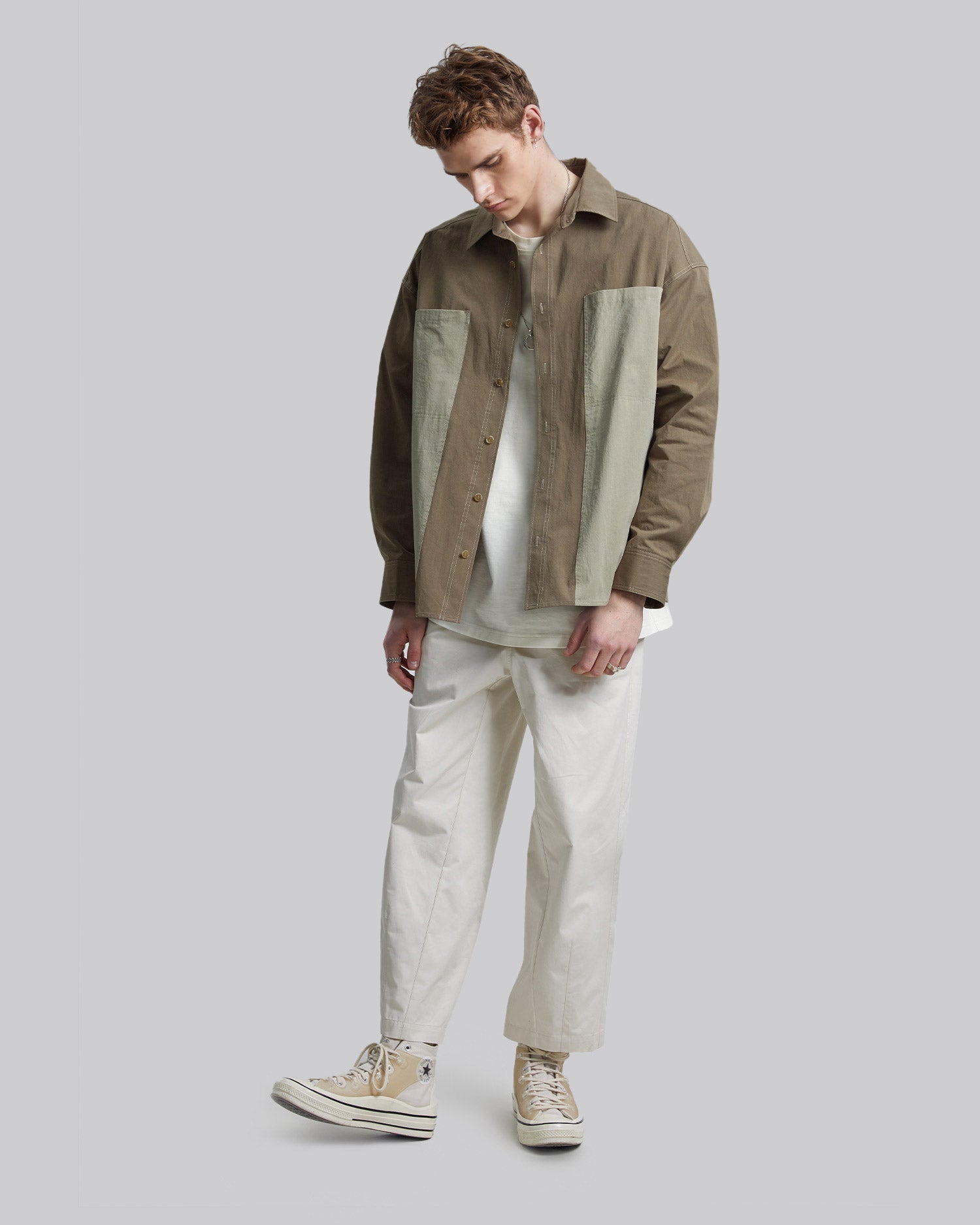 Front Patch Outer-Shirt - Khaki Green, S image