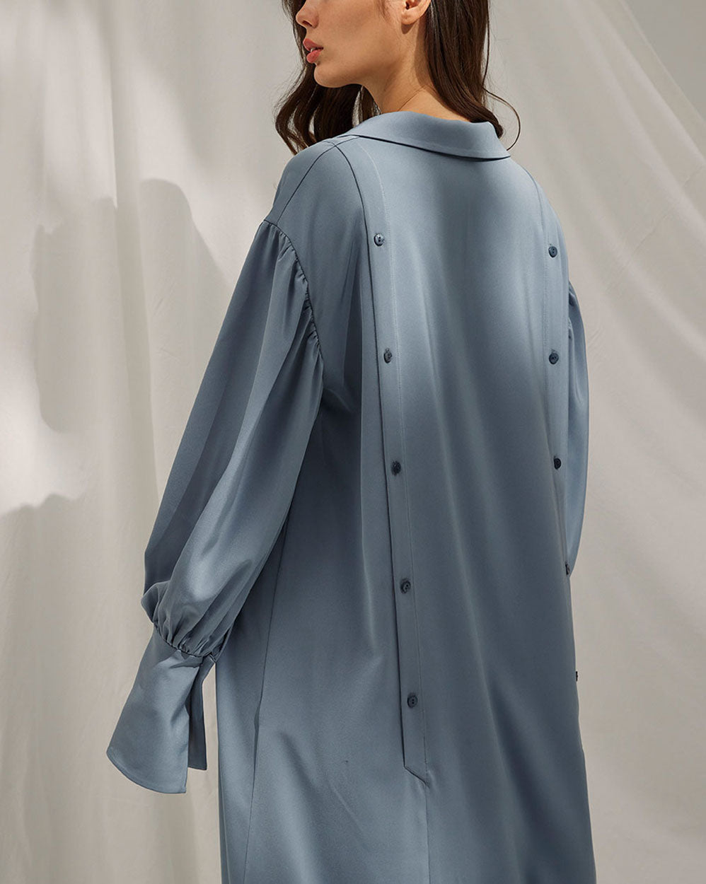 Buttoned Back Drape Shirt Robe image 4