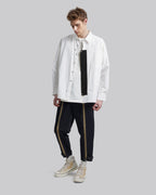 Unique Placket Shirt - White &amp; Black, L image