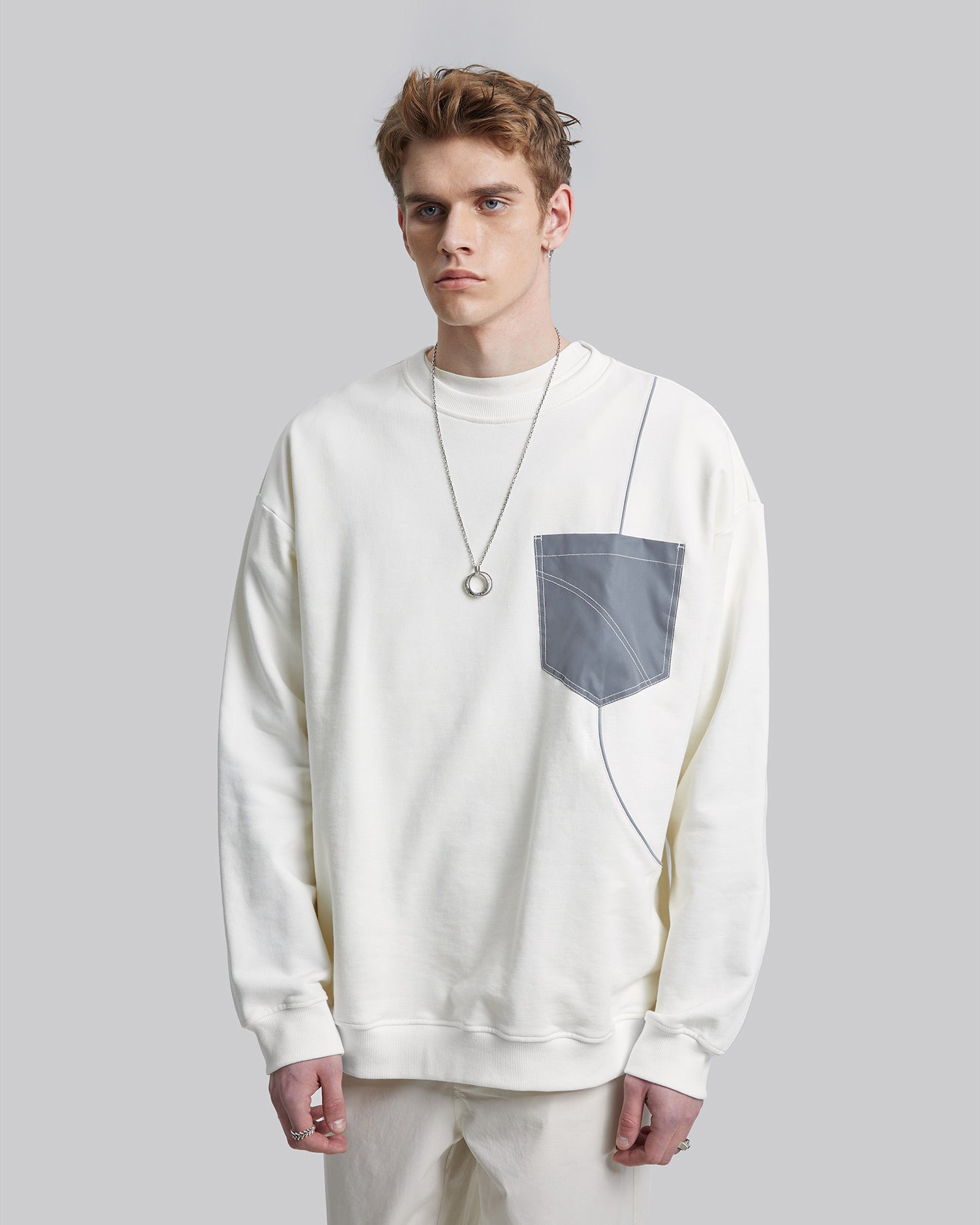 Contrast Color Crewneck Sweatshirt image 1