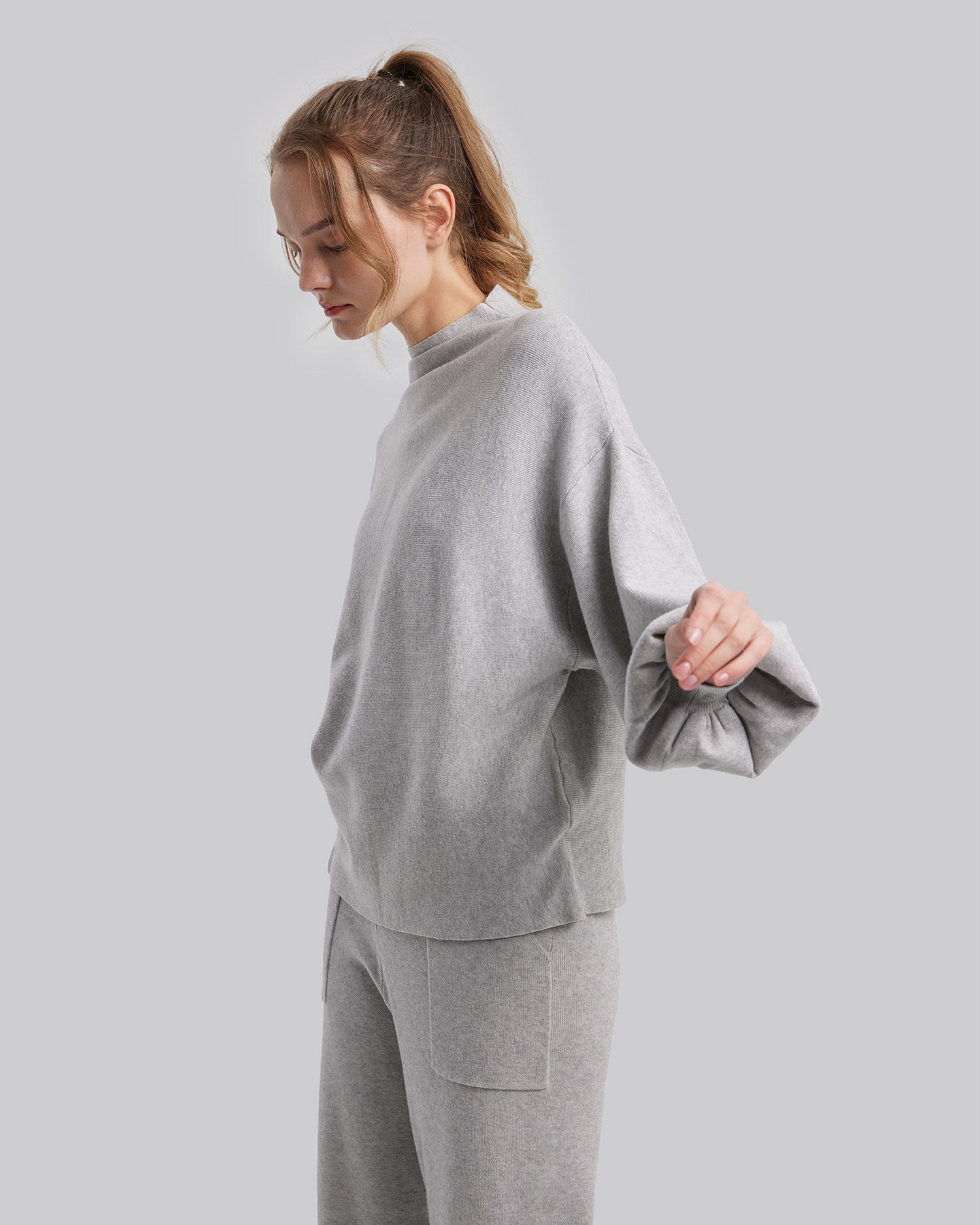 High Neck Balloon Sleeve Sweater image 3