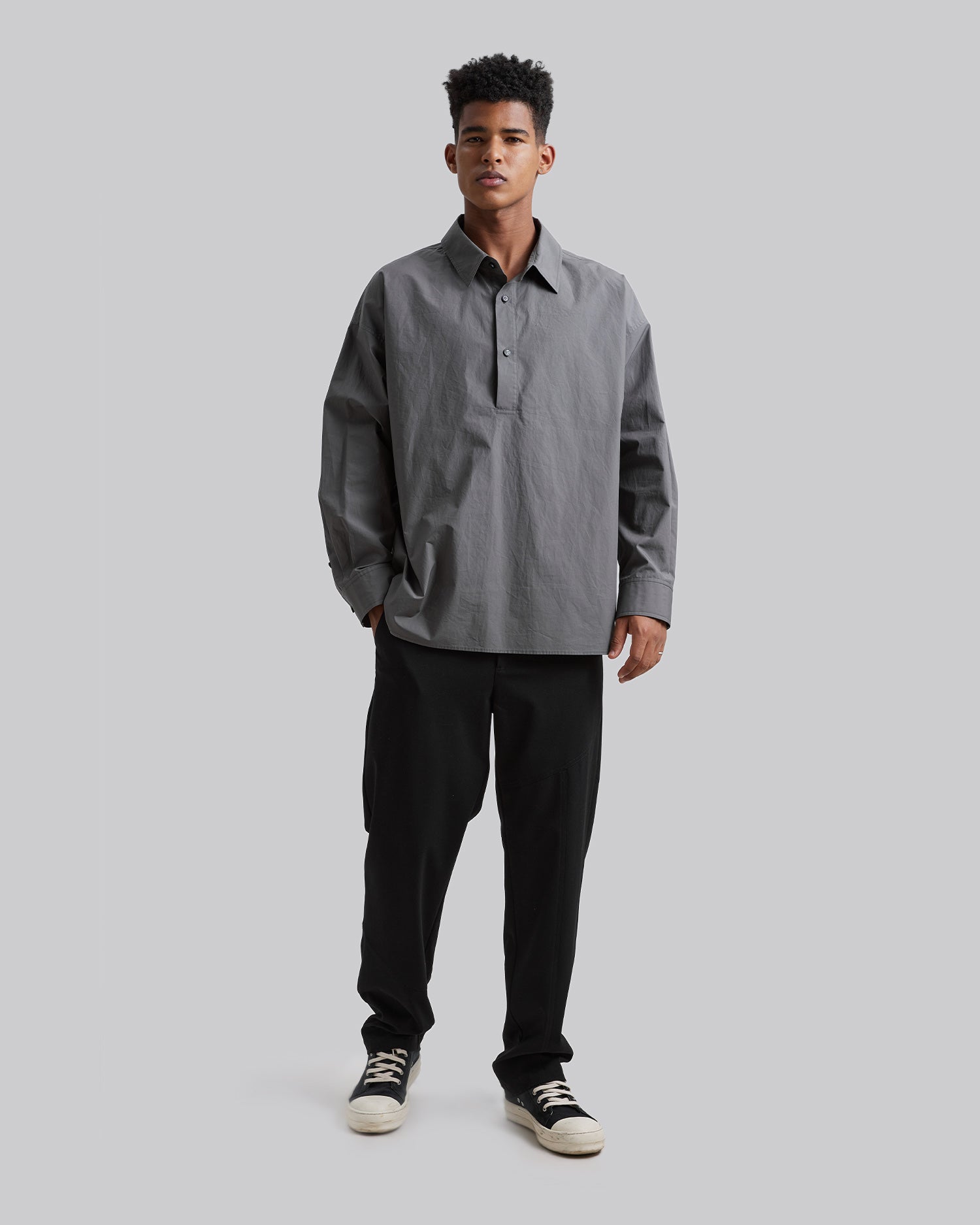 Collared Polo Shirt - Dark Grey, S image