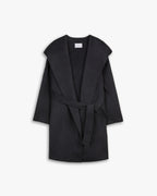 Hooded Wool Coat with Large V-Lapels image 0