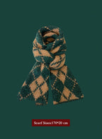 Winter Retro Warm Christmas Plaid Scarf - Tan, OS image