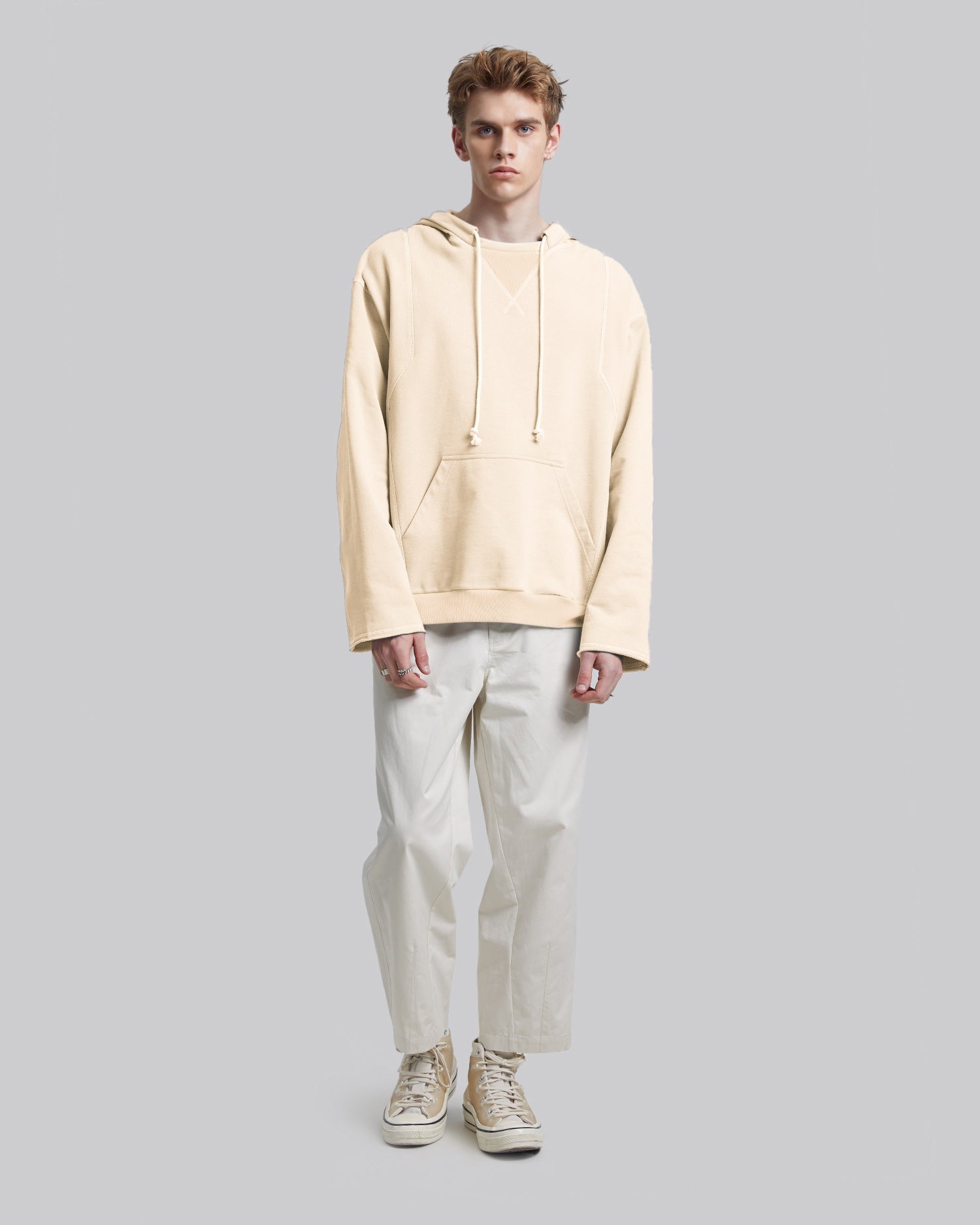 Geometric Detail Sweatshirt - Beige, L image