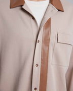Leather-Like Collar Polo Jacket image 4