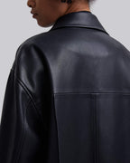 Faux Leather Coat with Pinched Pleats image 3