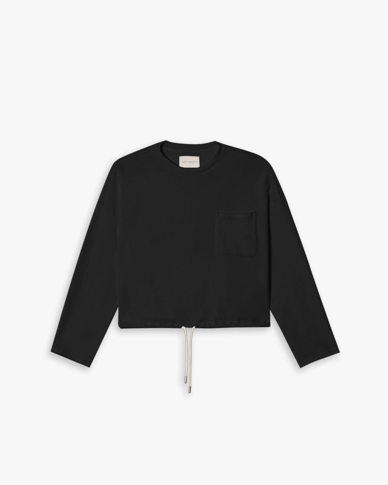 Cinchable Plain Sweatshirt - Black, S image