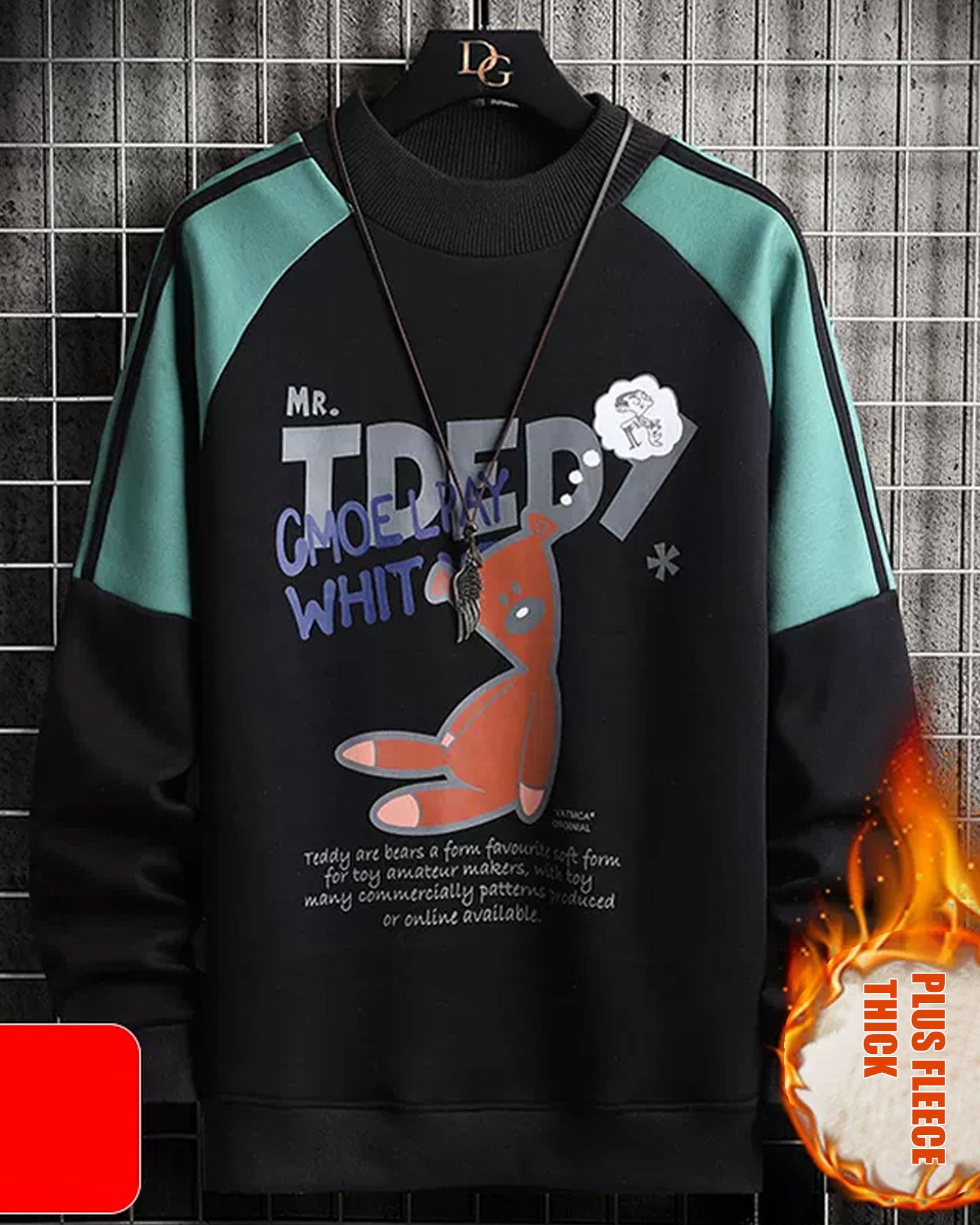 Wide Ribbed Crewneck Sweatshirt - Juniper, XL image