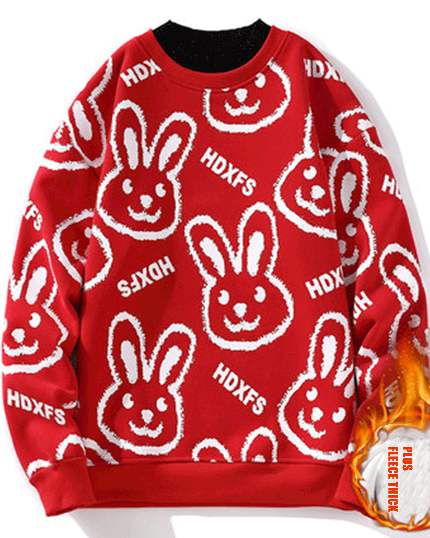Rabbit Cotton Crewneck Sweatshirt - Red, XL image