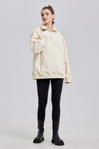 Half-Zipped Patch Pocket Sweatshirt - Cream, M image
