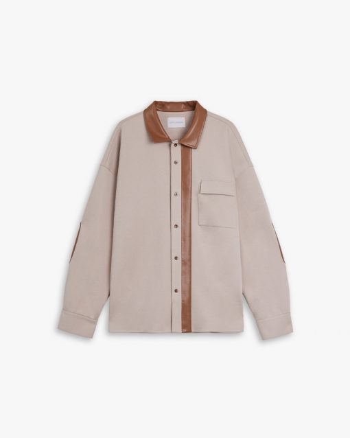 Leather-Like Collar Polo Jacket image 0