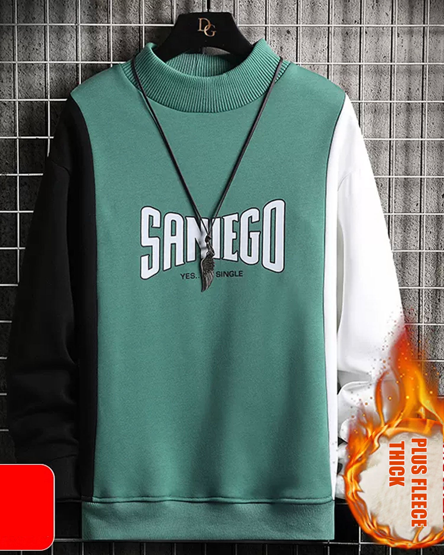 Wide Ribbed Crewneck Sweatshirt - Peacock Green, XXXL image