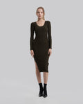 Long Sleeve Fitted Dress - Army Green, S image