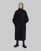 Black Double-Breasted Cape Coat - Black, L image