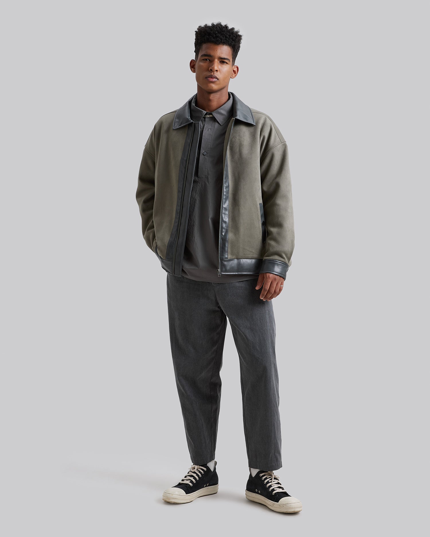 Cotton Tapered Pants - Charcoal, XL image