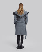 Hooded Wool Coat with Large V-Lapels image 4