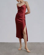 Spaghetti Strap Bias Cut Silk Dress image 1