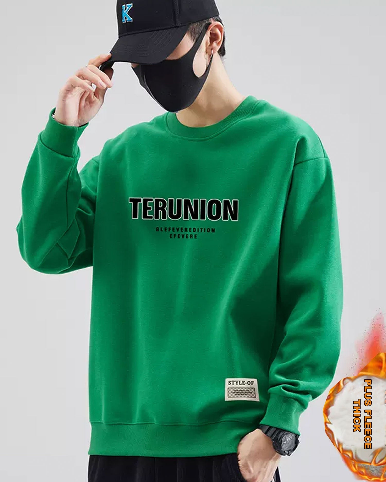 Letter Detail Cotton Sweatshirt - Emerald, M image