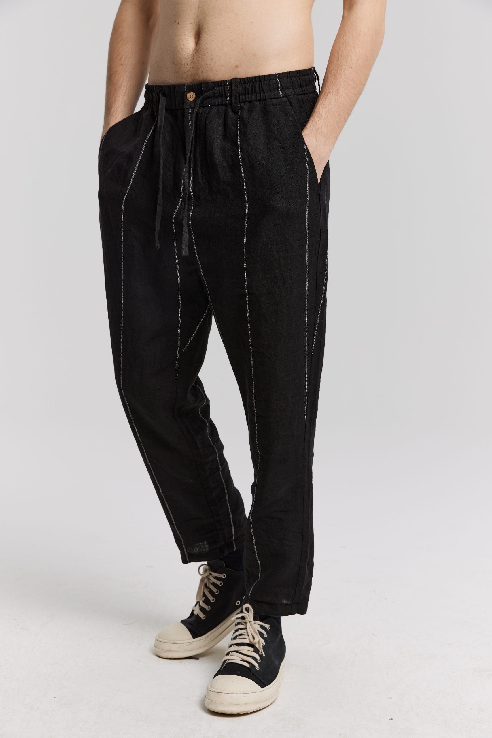 1 × Linen Striped Trousers image 2