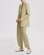 Linen Layered Blazer - Khaki, S image