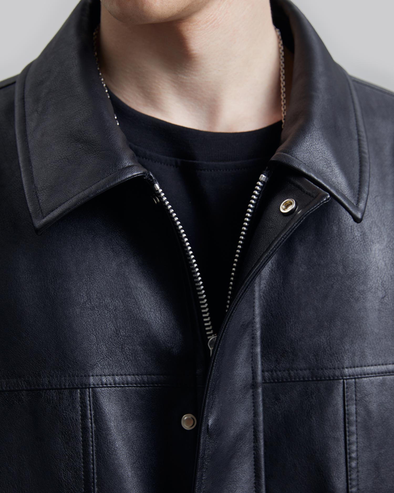 Multi-Pocket Leather-Like Long Coat image 4