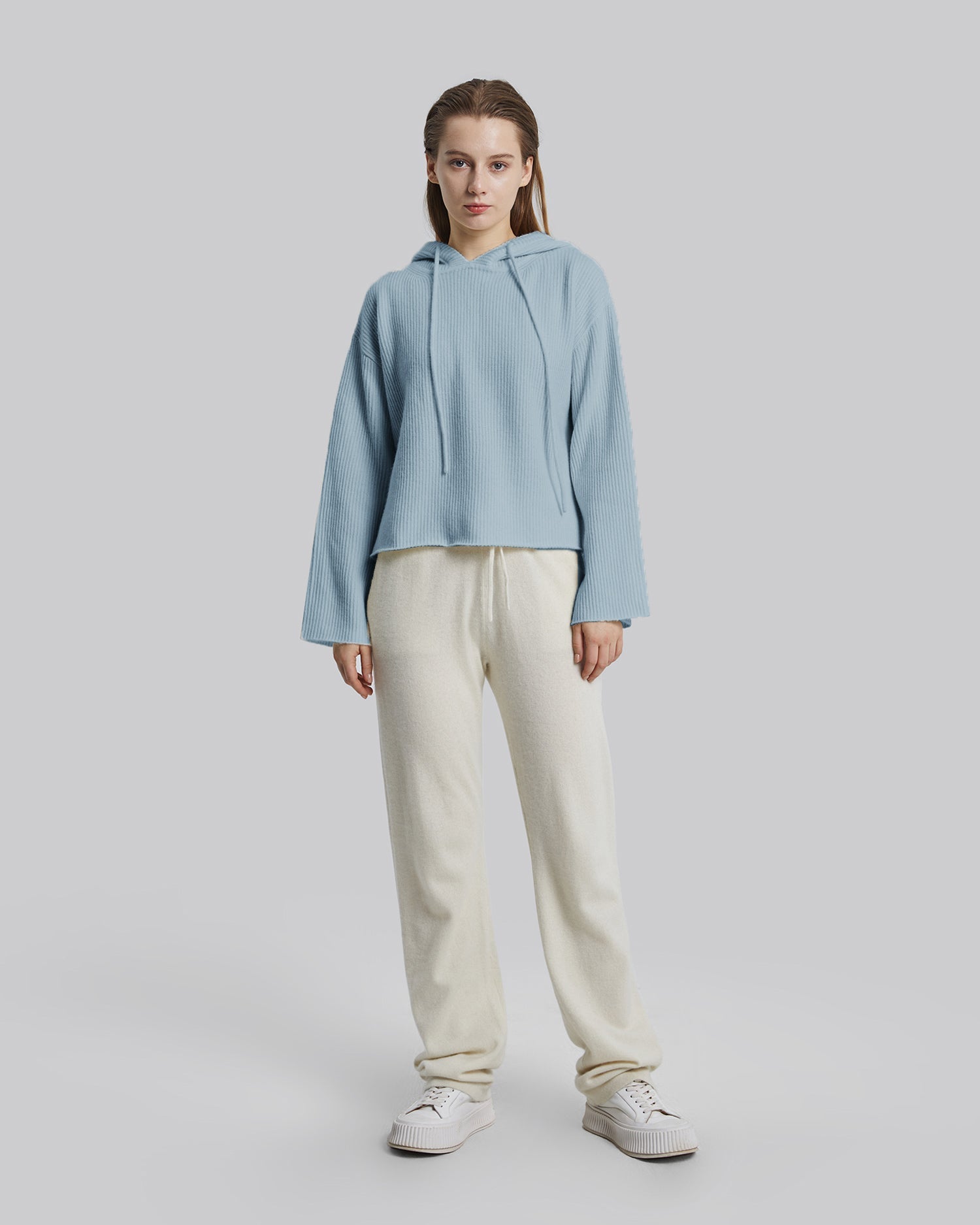 Cashmere Cropped Hoodie - Lake Green, L image