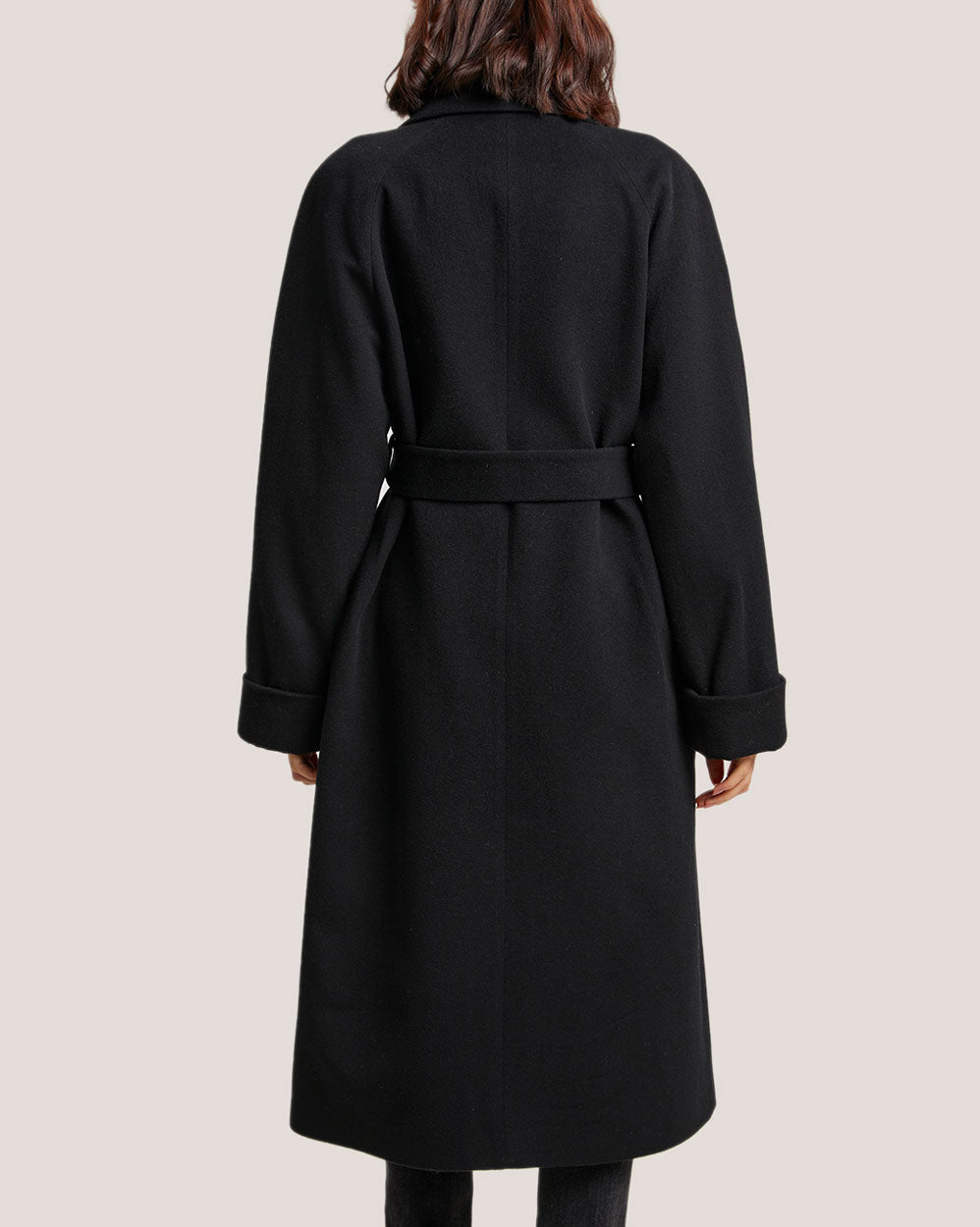 Belted One Button Long Wool Coat image 3
