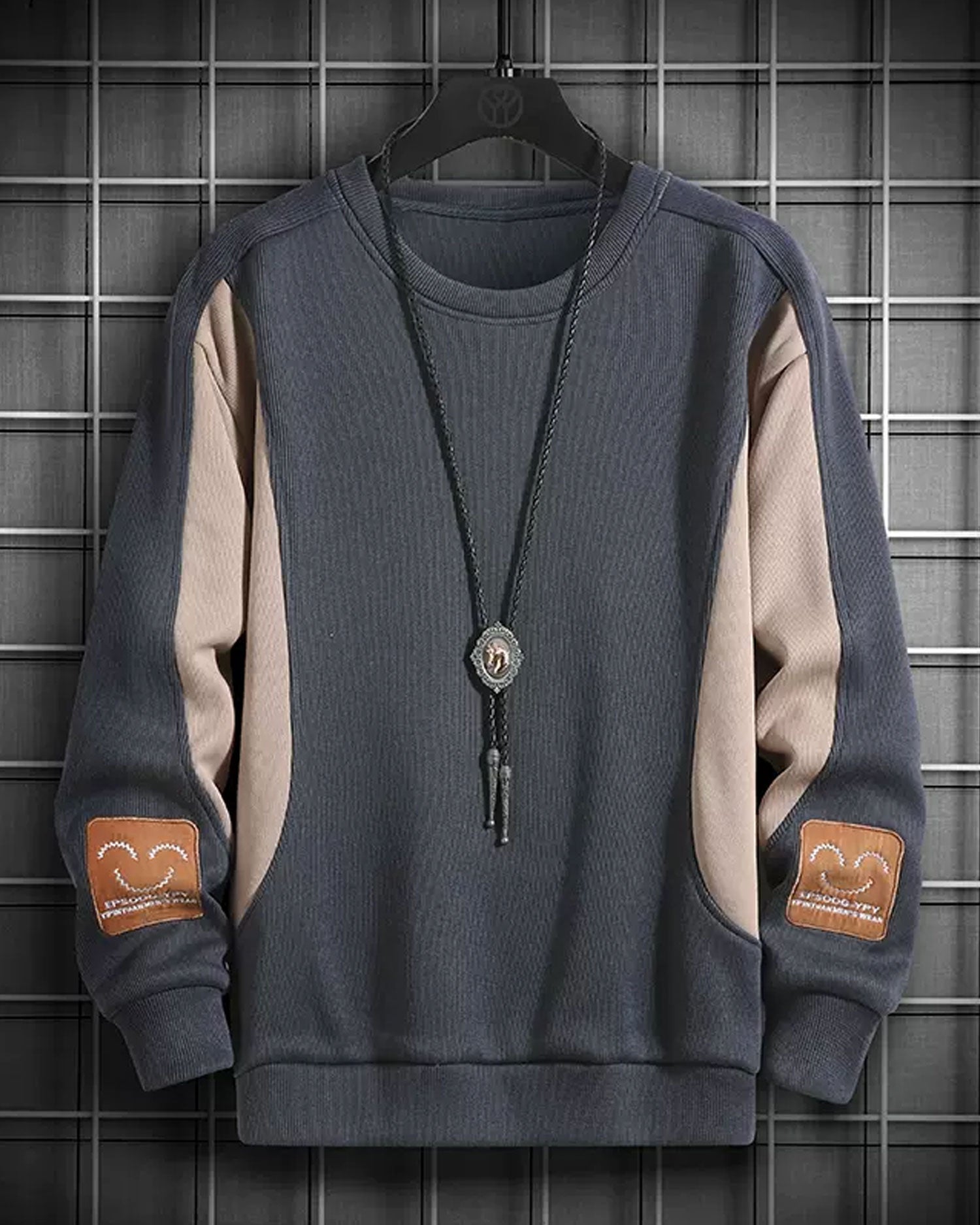 Contrast Crewneck Sweatshirt - Stone, 4XL image