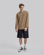 Geometric Seam Crewneck Sweatshirt - Khaki, L image