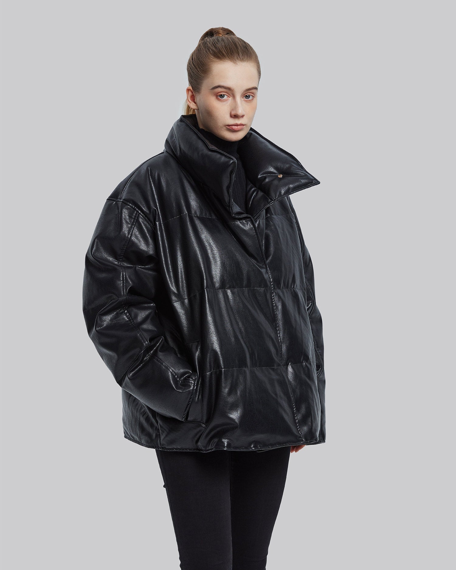 Leather-Like Down Jacket image 1